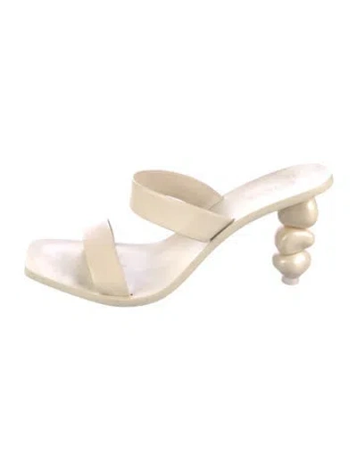 Pre-owned Cult Gaia Leather Slides In Neutral