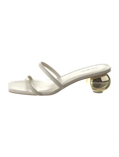 Pre-owned Cult Gaia Leather Slides In Neutral