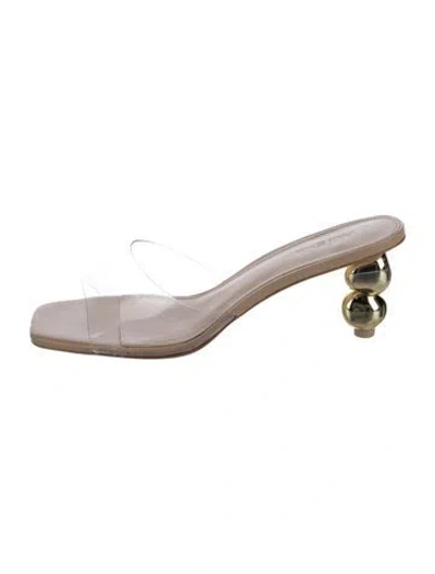 Pre-owned Cult Gaia Leather Slides In Neutral