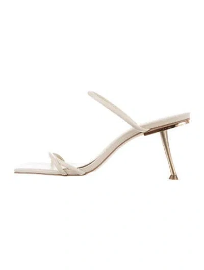 Pre-owned Cult Gaia Leather Slides In Neutral