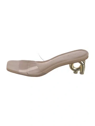 Pre-owned Cult Gaia Leather Slides In Neutral