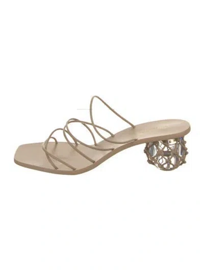 Pre-owned Cult Gaia Leather Slides In Neutral