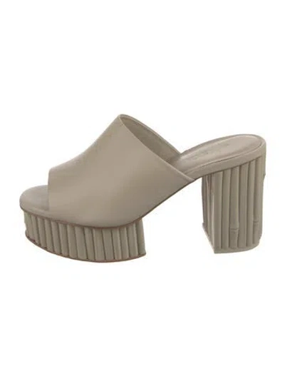 Pre-owned Cult Gaia Leather Slides In Neutral