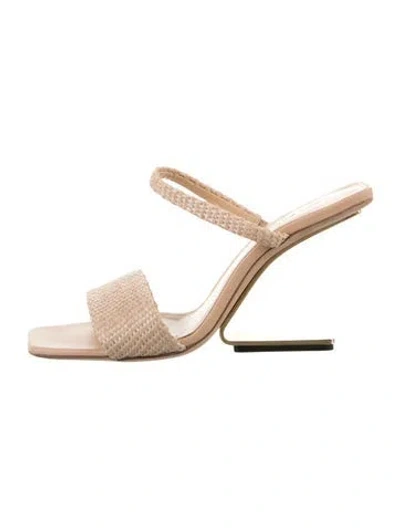 Pre-owned Cult Gaia Leather Slides In Neutral