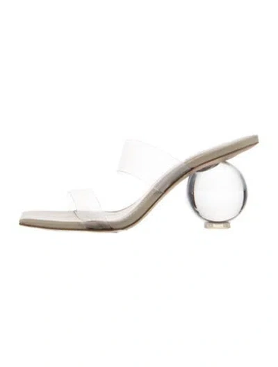 Pre-owned Cult Gaia Leather Slides In Neutral