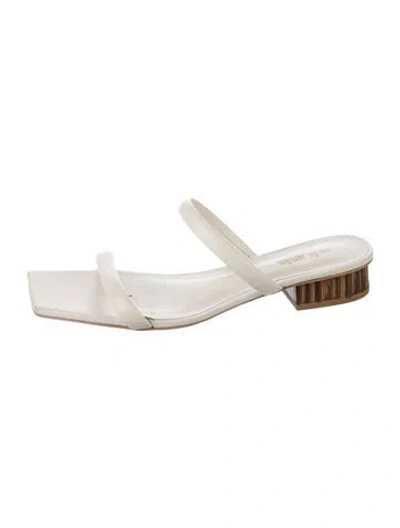 Pre-owned Cult Gaia Leather Slides In Neutral