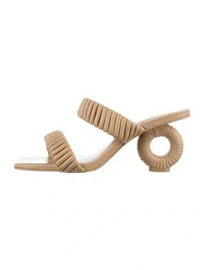 Pre-owned Cult Gaia Leather Slides In Neutrals