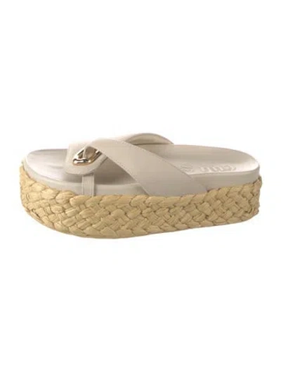 Pre-owned Cult Gaia Leather Slides In Neutrals