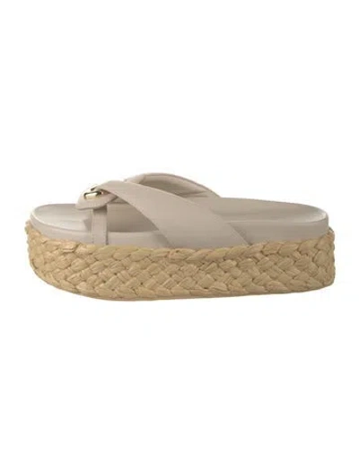 Pre-owned Cult Gaia Leather Slides In Neutrals