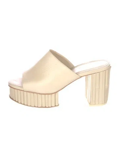 Pre-owned Cult Gaia Leather Slides In Neutrals