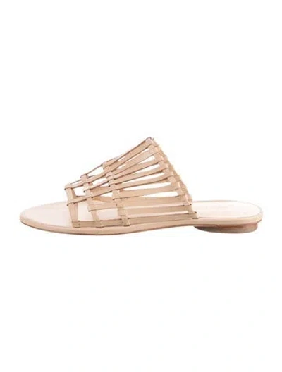 Pre-owned Cult Gaia Leather Slides In Neutrals