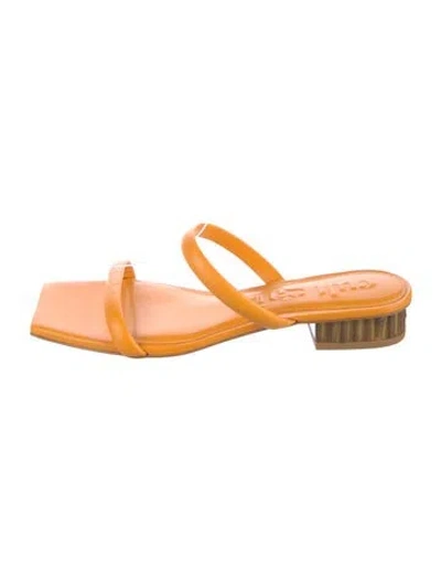 Pre-owned Cult Gaia Leather Slides In Orange