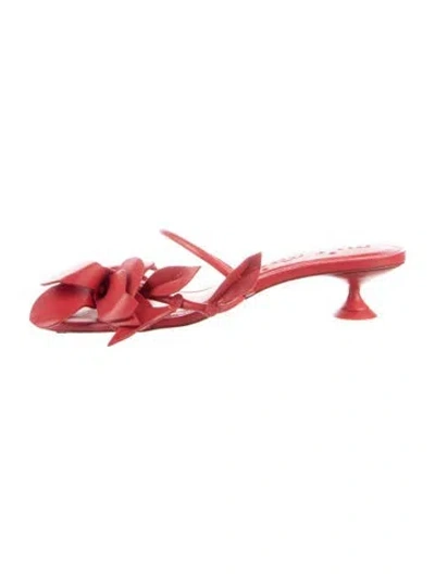Pre-owned Cult Gaia Leather Slides In Red
