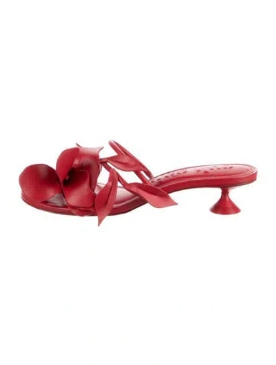 Pre-owned Cult Gaia Leather Slides In Red