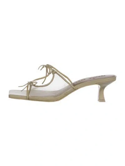 Pre-owned Cult Gaia Leather Slides In White