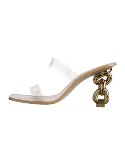 Pre-owned Cult Gaia Leather Slides In White