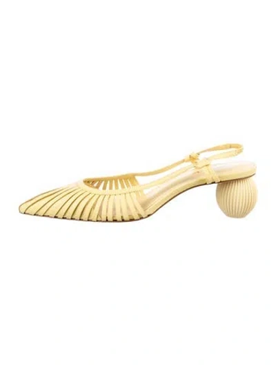 Pre-owned Cult Gaia Leather Slingback Pumps In Yellow