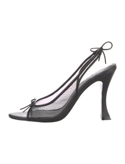 Pre-owned Cult Gaia Leather Slingback Sandals In Black