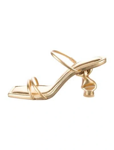 Pre-owned Cult Gaia Leather Slingback Sandals In Gold
