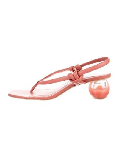 Pre-owned Cult Gaia Leather Slingback Sandals In Neutral