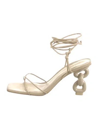 Pre-owned Cult Gaia Leather Slingback Sandals In Neutral