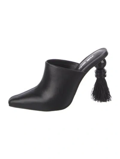 Pre-owned Cult Gaia Leather Tassel Accents Mules In Black