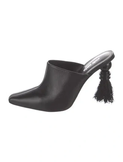 Pre-owned Cult Gaia Leather Tassel Accents Mules In Black