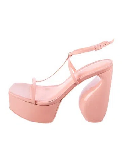 Pre-owned Cult Gaia Leather T-strap Sandals In Pink