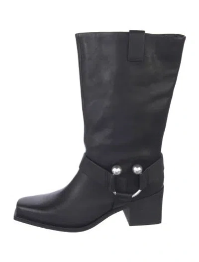 Pre-owned Cult Gaia Leather Western Boots In Black