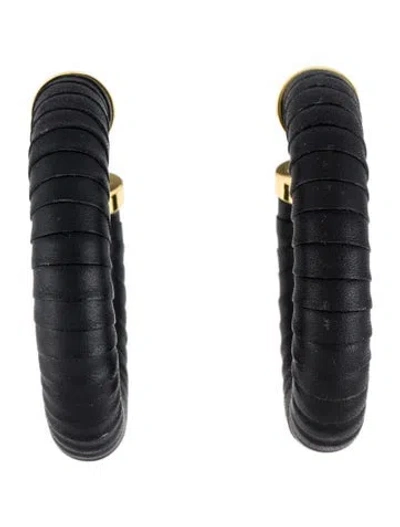 Pre-owned Cult Gaia Leather Wrap Valence Hoop Earrings In Multi