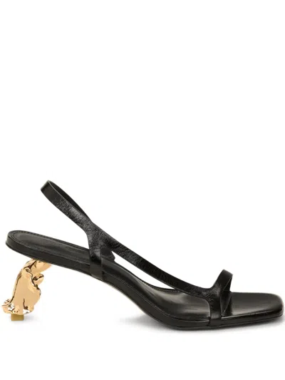 Cult Gaia Leilani Leather Sandals In Black