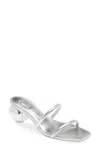 Cult Gaia Leora Metallic Leather Mules In Silver