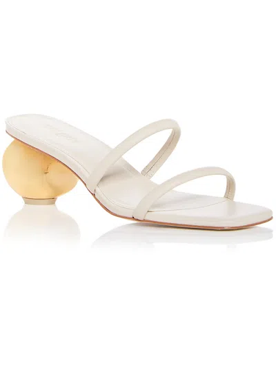 Cult Gaia Leora Womens Leather Dressy Slide Sandals In White