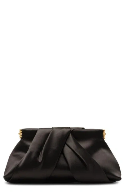 Cult Gaia Lia Mini Satin Clutch In Black