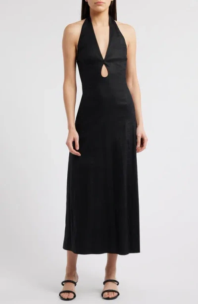 Cult Gaia Lianna Tie Back Halter Maxi Dress In Black