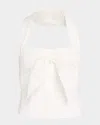 Cult Gaia Liliana Cotton Poplin Halter Top In Off White