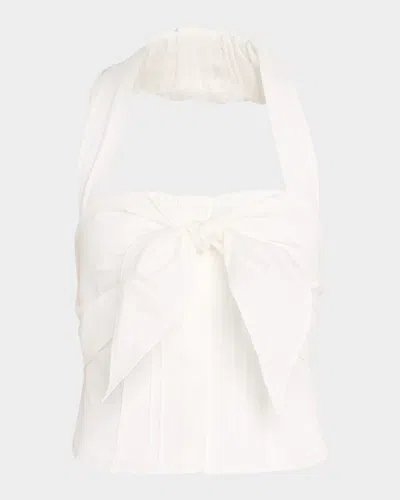 Cult Gaia Liliana Cotton Poplin Halter Top In Off White