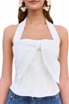 Cult Gaia Liliana Cotton Poplin Halter Top In White