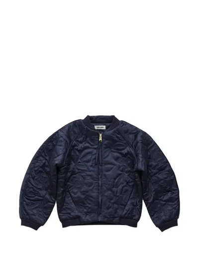Cult Gaia Kids' Lilith Quilted Bomber Jacket In Blue