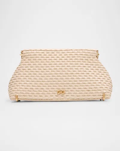 Cult Gaia Lillia Mini Woven Clutch Bag In Off White