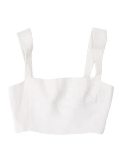 Pre-owned Cult Gaia Linen Crew Neck Top In White