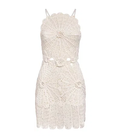 Cult Gaia Linen Embroidered Fira Mini Dress In Gray