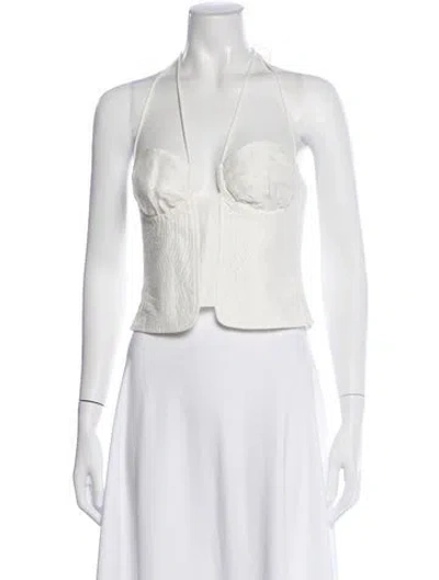 Pre-owned Cult Gaia Linen Halterneck Crop Top In Neutral