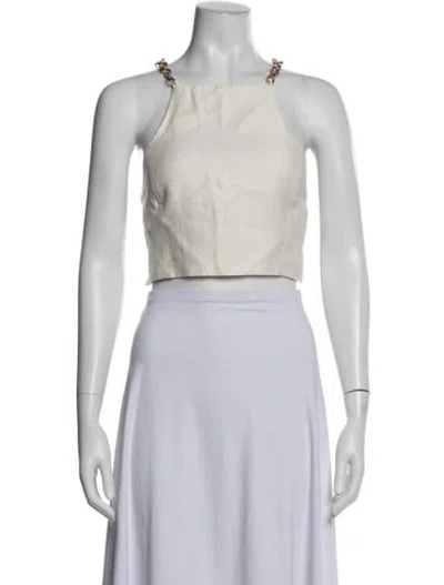 Pre-owned Cult Gaia Linen Halterneck Crop Top In Neutral