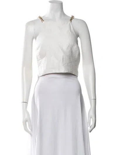 Pre-owned Cult Gaia Linen Halterneck Crop Top In Neutrals