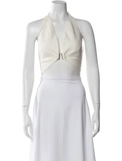 Pre-owned Cult Gaia Linen Halterneck Crop Top W/ Tags In Neutral
