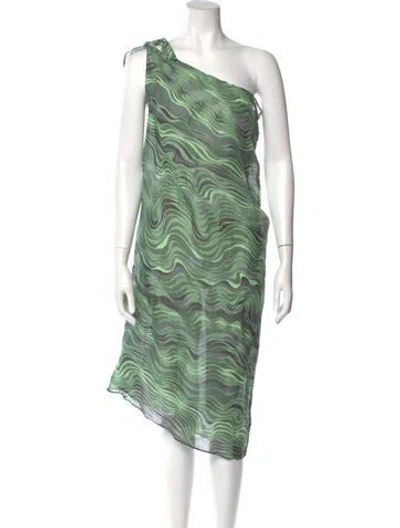 Pre-owned Cult Gaia Linen Knee-length Dress In Green