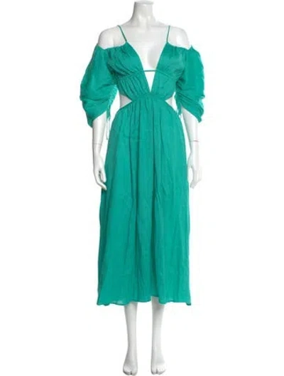 Pre-owned Cult Gaia Linen Long Dress In Green