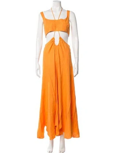 Pre-owned Cult Gaia Linen Long Dress In Orange