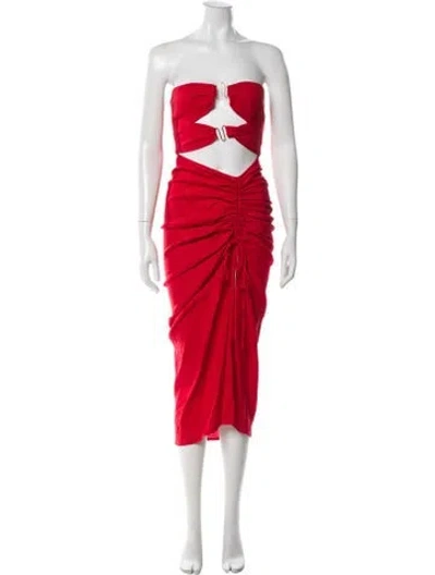 Pre-owned Cult Gaia Linen Long Dress In Red